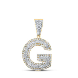 14kt Two - tone Gold Men's Round Diamond G Initial Letter Charm Pendant - 7/8 Cttw | Splendid Jewellery - Splendid Jewellery