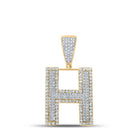 14kt Two - tone Gold Men's Round Diamond H Initial Letter Charm Pendant - 7/8 Cttw | Splendid Jewellery - Splendid Jewellery