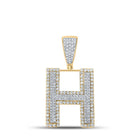 14kt Two - tone Gold Men's Round Diamond H Initial Letter Charm Pendant - 7/8 Cttw | Splendid Jewellery - Splendid Jewellery