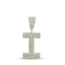 Load image into Gallery viewer, 14kt Two - tone Gold Men's Round Diamond I Initial Charm Pendant - 1/2 Cttw | Splendid Jewellery - Splendid Jewellery
