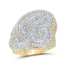 Load image into Gallery viewer, 14kt Two - tone Gold Men's Round Diamond Initial Letter Ring - Captivating Cttw Sparkle - Splendid Jewellery