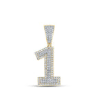 14kt Two - tone Gold Men's Round Diamond Number 1 Charm Pendant 5/8 Cttw | Splendid Jewellery - Splendid Jewellery
