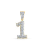 14kt Two - tone Gold Men's Round Diamond Number 1 Charm Pendant 5/8 Cttw | Splendid Jewellery - Splendid Jewellery