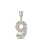 14kt Two - tone Gold Men's Round Diamond Number 9 Charm Pendant - 3/4 Cttw | Striking Jewellery - Splendid Jewellery