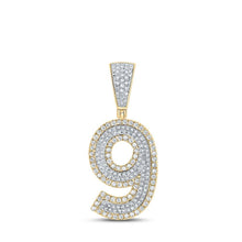 Load image into Gallery viewer, 14kt Two - tone Gold Men's Round Diamond Number 9 Charm Pendant - 3/4 Cttw | Striking Jewellery - Splendid Jewellery