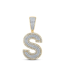 Load image into Gallery viewer, 14kt Two - tone Gold Men's Round Diamond S Initial Letter Charm Pendant - 3/4 Cttw | Splendid Jewellery - Splendid Jewellery