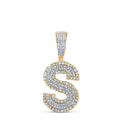 14kt Two - tone Gold Men's Round Diamond S Initial Letter Charm Pendant - 3/4 Cttw | Splendid Jewellery - Splendid Jewellery