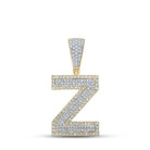14kt Two - tone Gold Men's Round Diamond Z Initial Letter Charm Pendant 3/4 Cttw - Splendid Jewellery