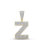 14kt Two - tone Gold Men's Round Diamond Z Initial Letter Charm Pendant 3/4 Cttw - Splendid Jewellery