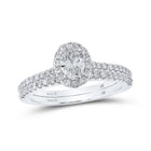 14kt Two - tone Gold Oval Diamond Halo Bridal Wedding Ring Band Set - Splendid Jewellery