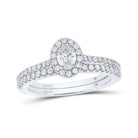 14kt Two - tone Gold Oval Diamond Halo Bridal Wedding Ring Band Set - Splendid Jewellery