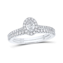 Load image into Gallery viewer, 14kt Two - tone Gold Oval Diamond Halo Bridal Wedding Ring Band Set - Splendid Jewellery