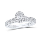 14kt Two - tone Gold Oval Diamond Halo Bridal Wedding Ring Band Set - Splendid Jewellery