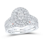 14kt Two - tone Gold Oval Diamond Halo Bridal Wedding Ring Set with Blue Sapphire Accent - Splendid Jewellery