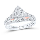 14kt Two - tone Gold Pear Diamond Bridal Wedding Ring Band Set 1 Cttw | Splendid Jewellery The Enchanting Harmony Bridal Wedding Ring Band Set - Splendid Jewellery