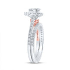 14kt Two - tone Gold Pear Diamond Halo Bridal Wedding Ring Band Set 1 Cttw | The Enchanting Love Story Ring Set - Splendid Jewellery
