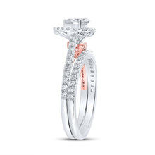Load image into Gallery viewer, 14kt Two - tone Gold Pear Diamond Halo Bridal Wedding Ring Band Set 1 Cttw | The Enchanting Love Story Ring Set - Splendid Jewellery