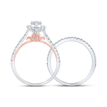 Load image into Gallery viewer, 14kt Two - tone Gold Pear Diamond Halo Bridal Wedding Ring Band Set 1 Cttw | The Enchanting Love Story Ring Set - Splendid Jewellery