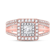 Load image into Gallery viewer, 14kt Two - tone Gold Princess Diamond Bridal Wedding Ring Band Set - Splendid Jewellery