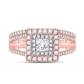 14kt Two - tone Gold Princess Diamond Bridal Wedding Ring Band Set - Splendid Jewellery