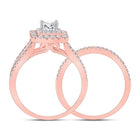 14kt Two-tone Gold Princess Diamond Bridal Wedding Ring Band Set - Side View