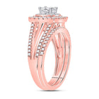 14kt Two-tone Gold Princess Diamond Bridal Wedding Ring Band Set - Second Side View