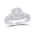 14kt Two - tone Gold Princess Diamond Bridal Wedding Ring Band Set with Blue Sapphire Accent - Splendid Jewellery