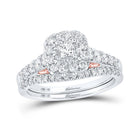 14kt Two - tone Gold Princess Diamond Bridal Wedding Ring Band Set with Blue Sapphire Accent - Splendid Jewellery
