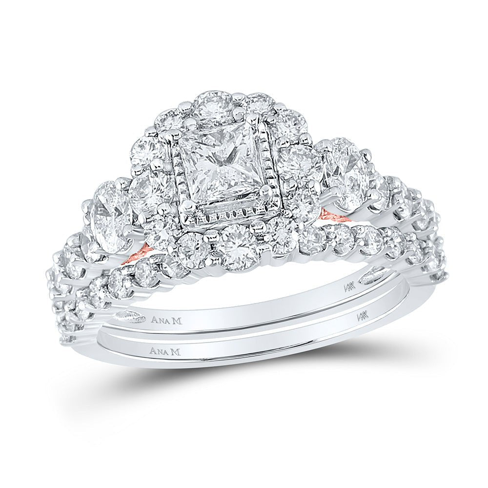 14kt Two - tone Gold Princess Diamond Halo Bridal Wedding Ring Band Set 2 Cttw | Eternal Elegance Wedding Collection - Splendid Jewellery