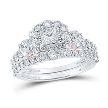Load image into Gallery viewer, 14kt Two - tone Gold Princess Diamond Halo Bridal Wedding Ring Band Set 2 Cttw | Eternal Elegance Wedding Collection - Splendid Jewellery