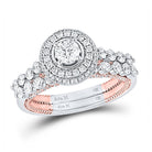 14kt Two - tone Gold Princess Diamond Halo Bridal Wedding Ring Band Set with Blue Sapphire Accents - Splendid Jewellery