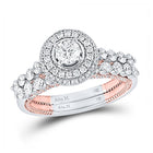 14kt Two - tone Gold Princess Diamond Halo Bridal Wedding Ring Band Set with Blue Sapphire Accents - Splendid Jewellery