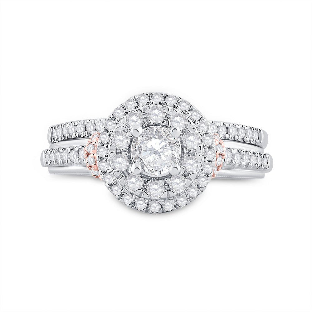 14kt Two - tone Gold Round Diamond Bridal Wedding Ring Band Set 1 Cttw | Eternal Elegance - Splendid Jewellery