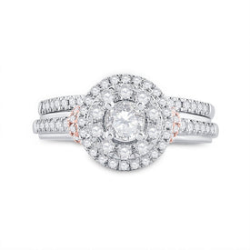 14kt Two - tone Gold Round Diamond Bridal Wedding Ring Band Set 1 Cttw | Eternal Elegance - Splendid Jewellery
