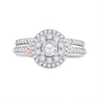14kt Two-tone Gold Round Diamond Bridal Wedding Ring Band Set 1 Cttw - Front View