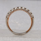 14kt Two-tone Gold Round Diamond Bridal Wedding Ring Band Set with Blue Sapphire Accent - Top View