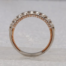Load image into Gallery viewer, 14kt Two - tone Gold Round Diamond Bridal Wedding Ring Band Set with Blue Sapphire Accent - Splendid Jewellery