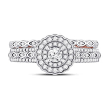 Load image into Gallery viewer, 14kt Two - tone Gold Round Diamond Bridal Wedding Ring Band Set with Blue Sapphire Accent - Splendid Jewellery