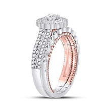 Load image into Gallery viewer, 14kt Two - tone Gold Round Diamond Bridal Wedding Ring Band Set with Blue Sapphire Accent - Splendid Jewellery