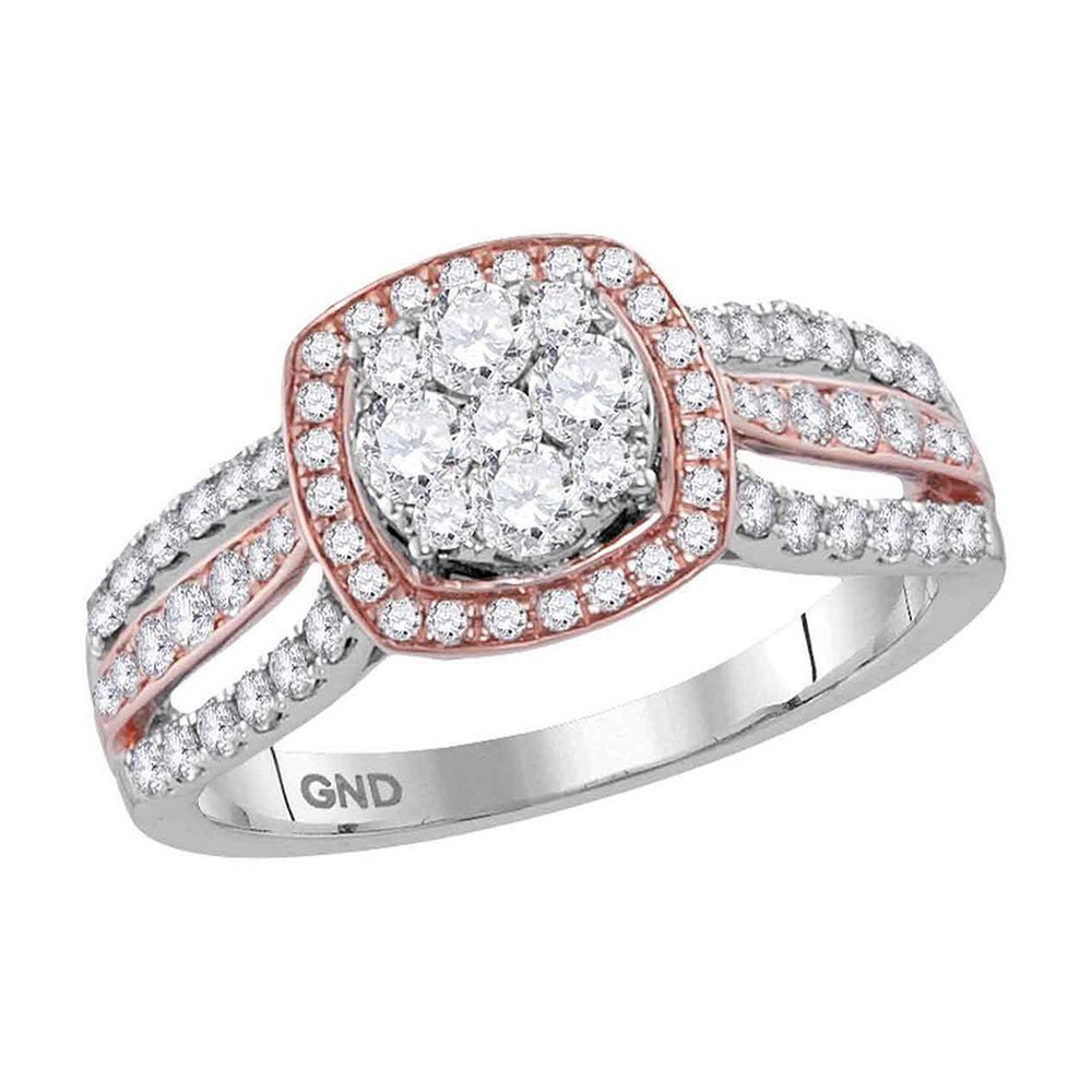 14kt Two - tone Gold Square Diamond Bridal Wedding Ring - Splendid Jewellery