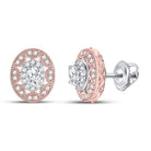 14kt Two - tone Gold Women's Oval Diamond Halo Earrings 1/2 Cttw - Radiant Brilliance - Splendid Jewellery