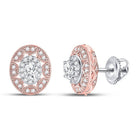14kt Two - tone Gold Women's Oval Diamond Halo Earrings 1/2 Cttw - Radiant Brilliance - Splendid Jewellery