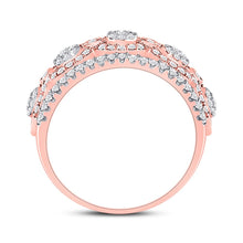 Load image into Gallery viewer, 14kt Two-tone Gold Womens Round Diamond Cluster Band Ring 7/8 Cttw - Second Side View