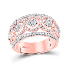 Load image into Gallery viewer, 14kt Two-tone Gold Womens Round Diamond Cluster Band Ring 7/8 Cttw - Top View