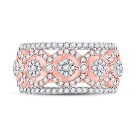 14kt Two - tone Gold Womens Round Diamond Cluster Band Ring 7/8 Cttw | Dazzling Brilliance Diamond Band - Splendid Jewellery