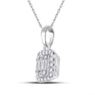 14kt White Gold Baguette and Round Diamond Cluster Pendant - Splendid Jewellery