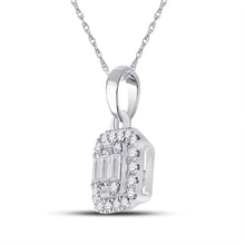 Load image into Gallery viewer, 14kt White Gold Baguette and Round Diamond Cluster Pendant - Splendid Jewellery