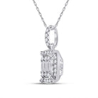 14kt White Gold Baguette and Round Diamond Cluster Pendant - A Mesmerizing Masterpiece of Elegance - Splendid Jewellery