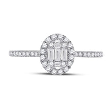 Load image into Gallery viewer, 14kt White Gold Baguette and Round Diamond Cluster Ring - Splendid Jewellery