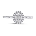 14kt White Gold Baguette and Round Diamond Cluster Ring - Splendid Jewellery